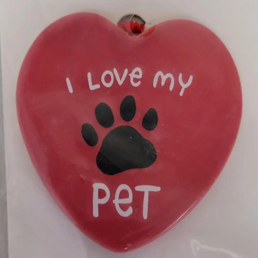 I‎ Love My Pet Christmas Ornament Red Heart Holiday Decor Tree Decoration NEW